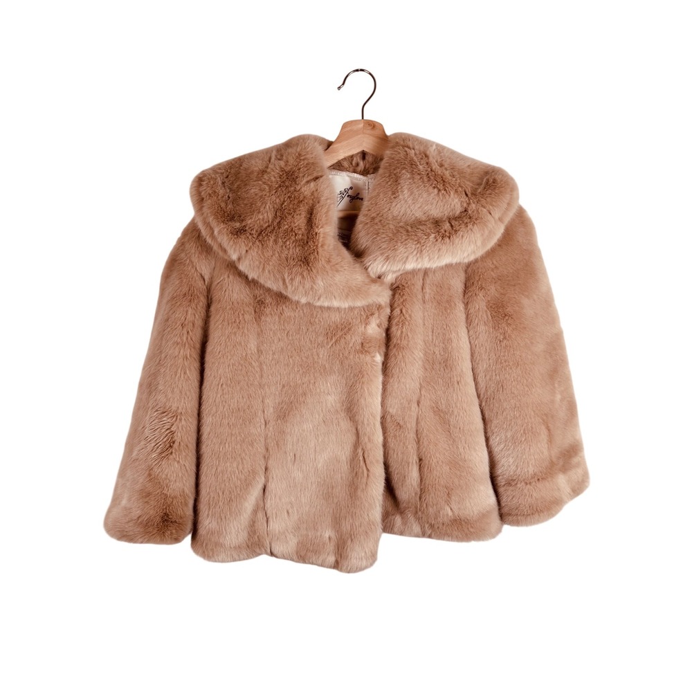 Foxglove Faux Fur Coat Jacket‎ Women's Small Blush Shawl Collar Lined